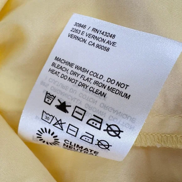 Reformation Jeune Ruffle Stretch Organic Cotton Mini Dress | Sz 8 | Light Yellow - Picture 14 of 16